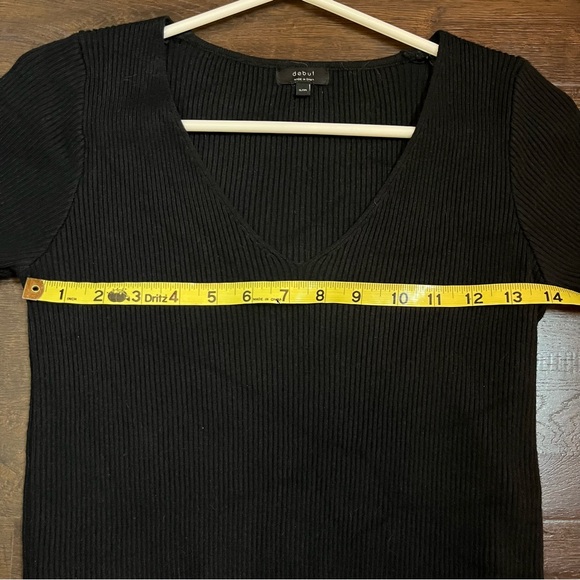 Crop top black v neck ribbed medium - Picture 6 of 6